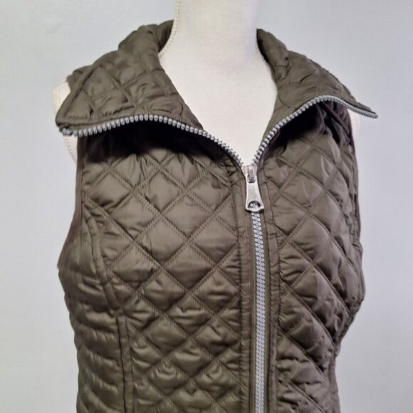 Marc‎ New York Quilted Vest Olive Green Full Zip Collar Fall Spring Womens Large - Picture 4 of 11